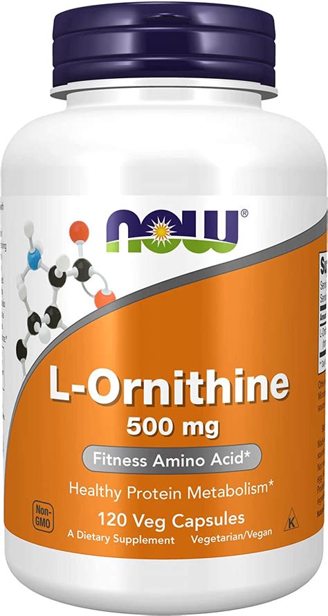 NOW Supplements, L-Ornithine (L-Ornithine Hydrochloride) 500 mg, Amino Acid - 120 Veg Capsules ...