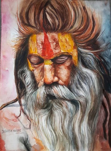 indian sadhu Painting by jagadish halaki | Saatchi Art