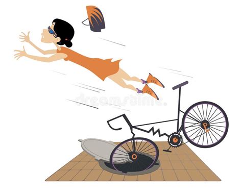 Cyclist Woman Falling Down from the Bicycle Illustration Stock Vector ...