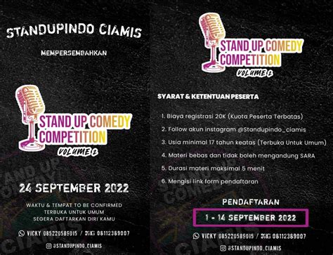 Komunitas Stand Up Indo Ciamis Akan Gelar Lomba 'STAND UP COMEDY COMPETITION VOL 2' Ayo ...