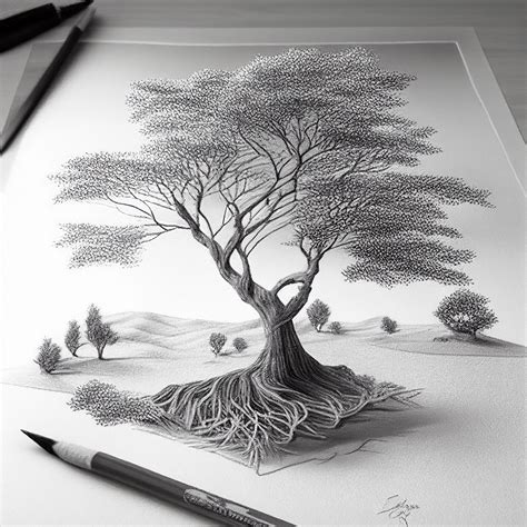 Pencil Art Drawing of a Tree - Etsy