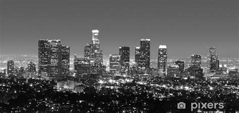 Wall Mural los angeles skyline at night in black & white - PIXERS.US