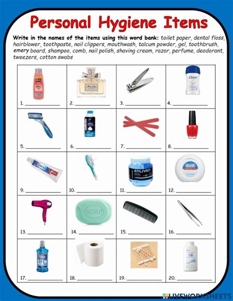 Personal Hygiene Items interactive worksheet in 2024 | Personal hygiene items, Personal hygiene ...