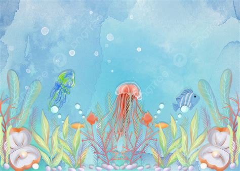 Watercolor Ocean Underwater World Minimalist Background, Watercolor, Seabed, Ocean Background ...