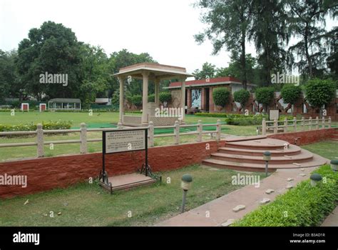 India Delhi Mahatma Gandhi Memorial at the site of his assassination in 1948 The footsteps ...