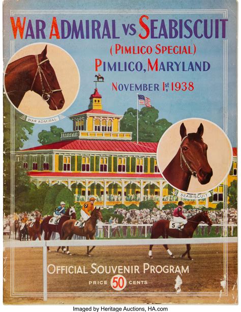 1938 Seabiscuit vs. War Admiral Pimlico Souvenir Program From | Lot ...