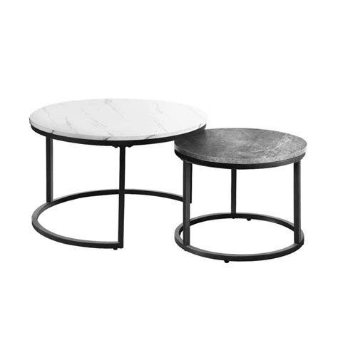 Set of 2 Coffee Table Round Nesting Side End Table – Simple deals