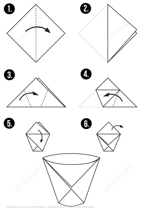 How to Make an Origami Paper Cup Instructions | Free Printable Papercraft Templates