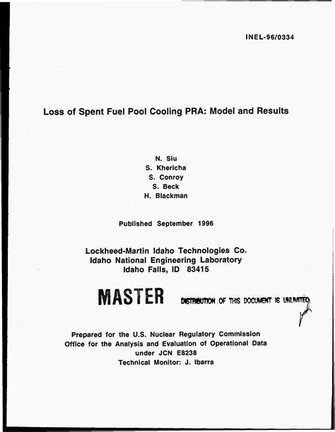 Loss of spent fuel pool cooling PRA: Model and results - UNT Digital ...