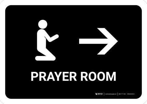 Prayer Room With Right Arrow Black Landscape - Wall Sign