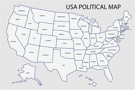 mapa político de los estados unidos de américa dividido por estado ...