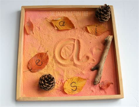 Autumn Sensory Writing Tray - The Imagination Tree