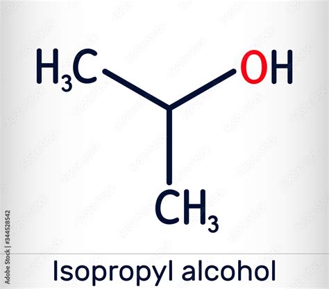 Isopropyl alcohol, 2-propanol, isopropanol, C3H8O molecule. It is isomer of propyl alcohol, used ...