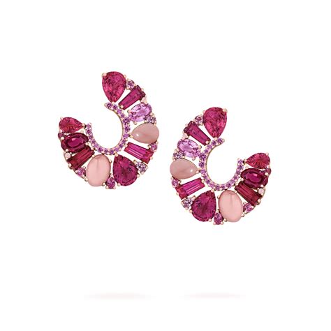 Garrad Blaze Hoop Earrings in 18ct Rose Gold, Pink Sapphire, Rubellite And Pink Opal — UFO No More
