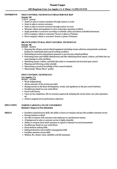 Pest Control Technician Resume Samples | Velvet Jobs