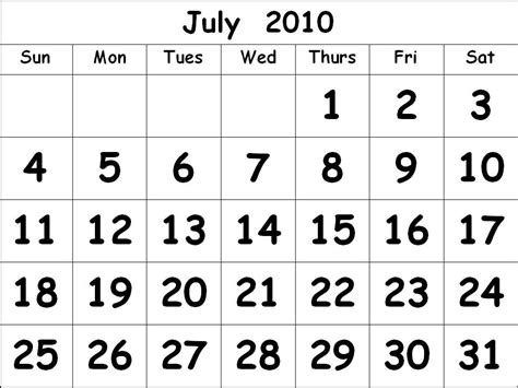 Download July 2010 Calendar Template For Word free - adoragda