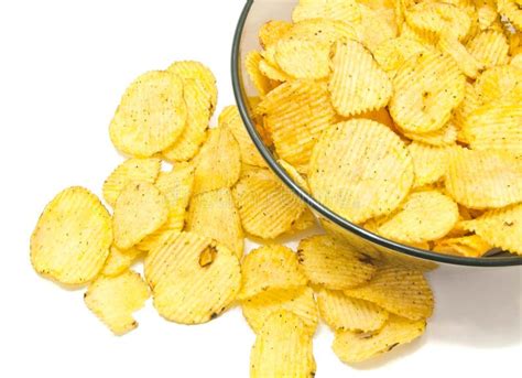 Many Ruffles Potato Chips Closeup Stock Photo - Image of black, heap ...