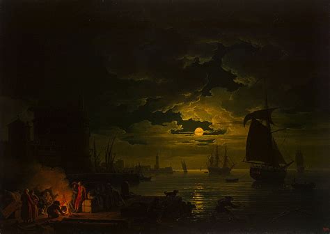 Entrance to the Port of Palermo in the Moonlight 1769 Painting | Vernet ...