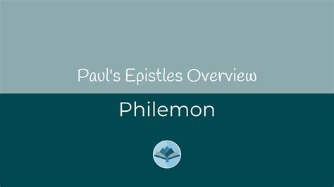 Main Themes of the Book of Philemon | Water on Thirsty Land