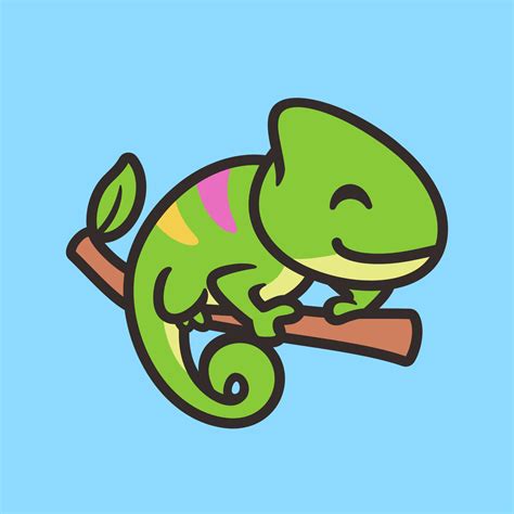 Cute chameleon cartoon character logo design, flat design style 13431425 Vector Art at Vecteezy