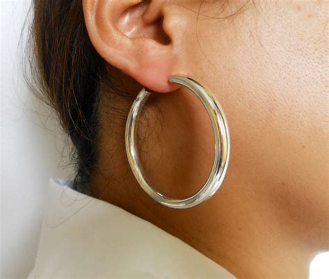 Round Hoop Earrings 50mm, Round Silver Earrings | Sup Silver – Sup Silver