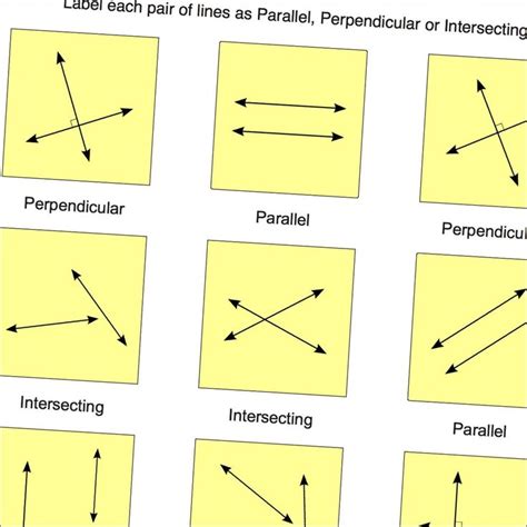 Math Worksheets: Parallel, Perpendicular, Intersecting | Geometry worksheets, Basic geometry ...