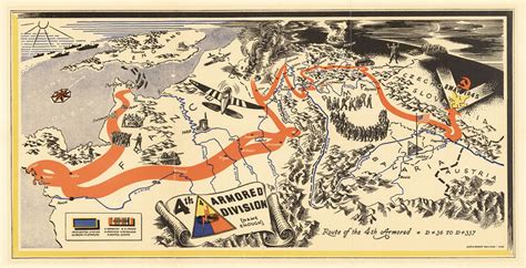 4th Armored Division, U.S. Third Army - WW2 WWII Poster - World War 2 Map Print | eBay