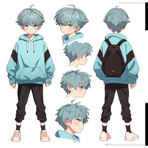 Premium AI Image | Trendy Anime Boy Character Turnaround Concept Art Sheet Showcasing A Handsome ...