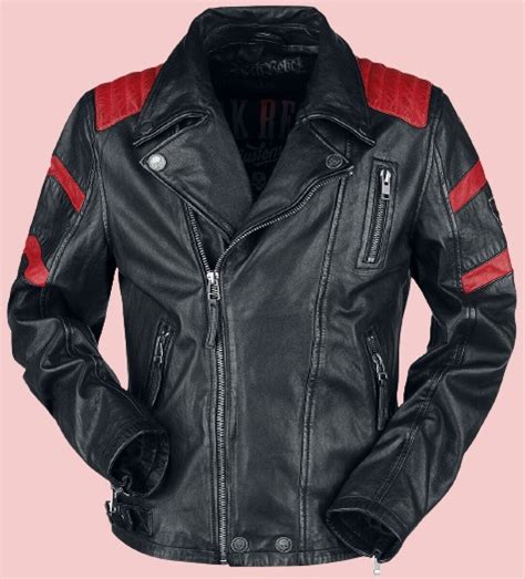 Black And Red Leather Motorcycle Jacket - AirBorne Jacket