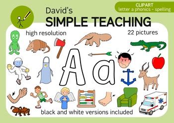 Letter A phonics - spelling clipart with free preview | TPT