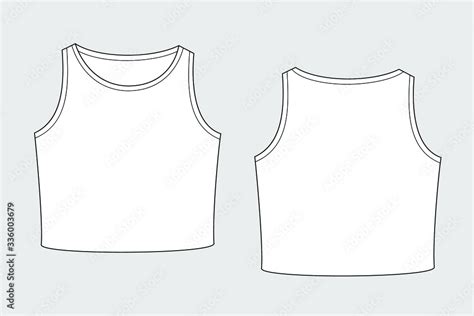 Stockvector Female crop top vector template isolated on a grey background. Front and back view ...