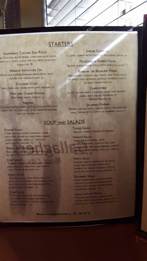 Menu at The Grill at River City Restaurant, Sterling