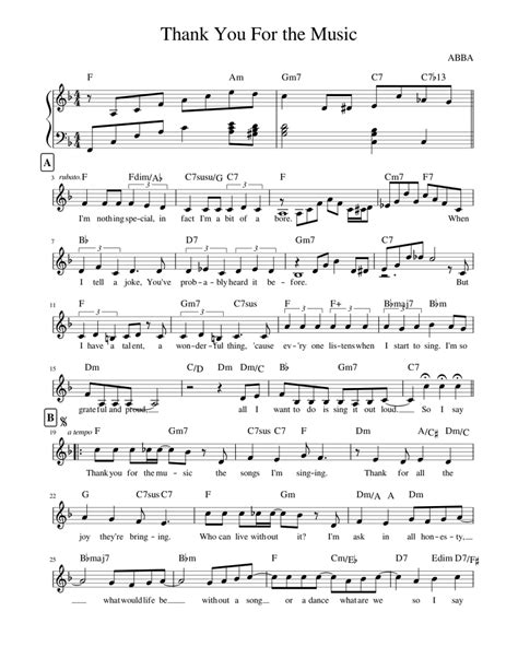 Thank You For the Music Sheet music for Piano (Solo) Easy | Musescore.com