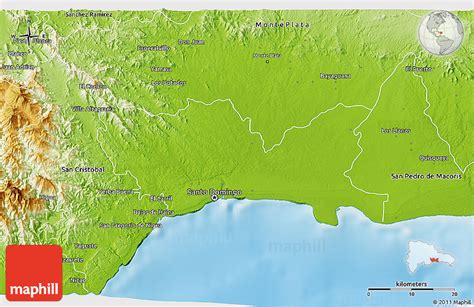 Physical 3D Map of Distrito Nacional