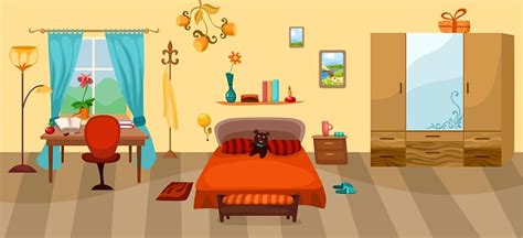 Cartoon Bedroom Design Drawing Stock Illustration - Download Image Now - Bed - Furniture ...