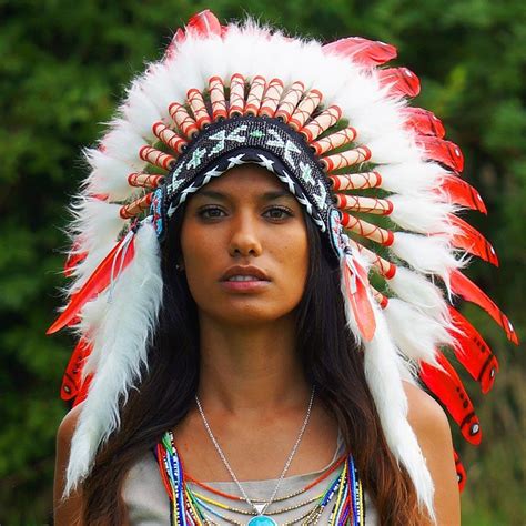 Red Indian Chief Headdress - 65cm - Indian Headdress - Novum Crafts