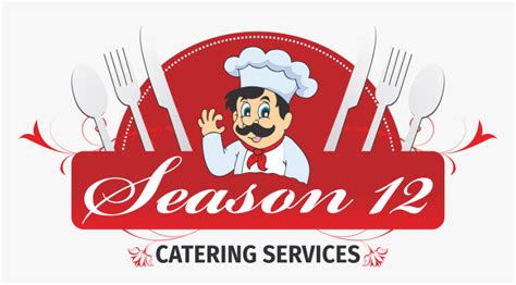 the logo for season 12 catering services, with a cartoon chef holding up his hand