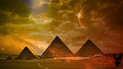 HD wallpaper: pyramid, desert, moon, fantasy | Wallpaper Flare