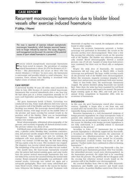 (PDF) Recurrent macroscopic haematuria due to bladder blood vessels after exercise induced ...