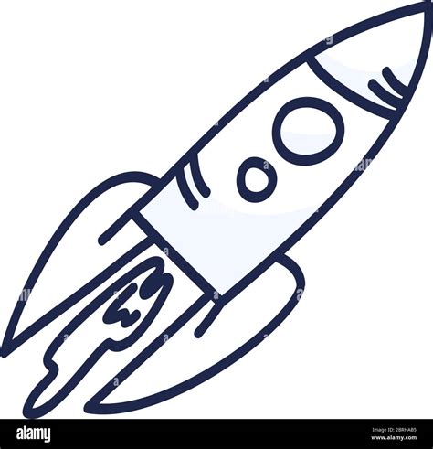 Cartoon rocket hand drawn outline illustration. Cute space shuttle ...