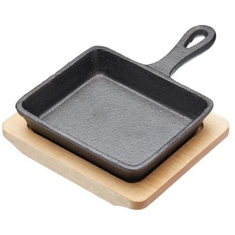 Cast Iron Fry Pan with Board - Mini - Square - Artesà - 12.5cm (5") - Avica UK Ltd