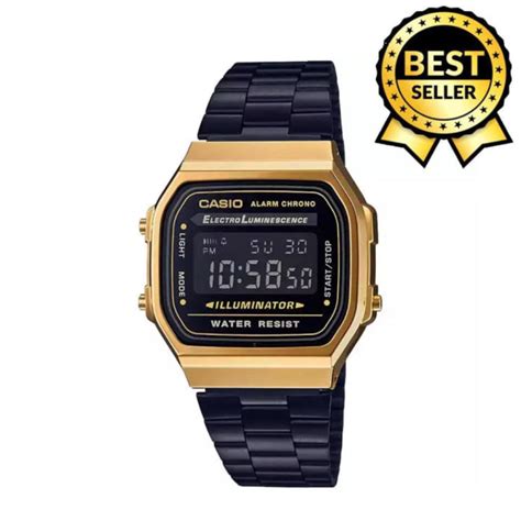 Casio A168W Black Dial Classic Vintage Watch(Gold) | Lazada PH