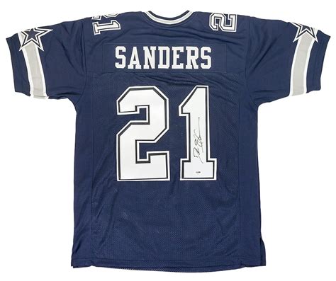 Deion Sanders Autographed Dallas Cowboys Blue Football Jersey (PSA) | DA Card World