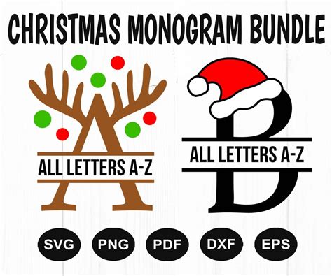 Christmas Svg Bundle, Christmas Font Svg, Christmas Monogram Letters ...