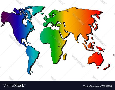 Map of the world rainbow silhouette Royalty Free Vector