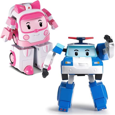 Robocar POLI Toys, [2 PACK] POLI & AMBER Transforming Robot Toys, 4 ...