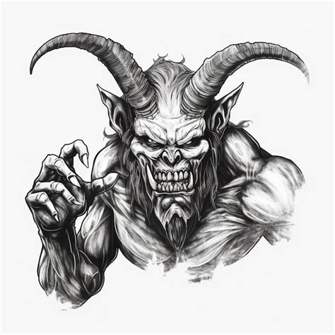 Premium Photo | A drawing of a demon with horns and a hand gesture generative ai