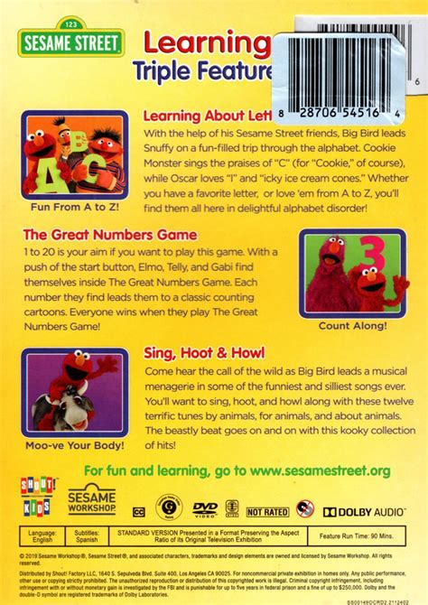 NEW! Sesame Street Learning Triple Feature - Letters; Numbers; Sing ...