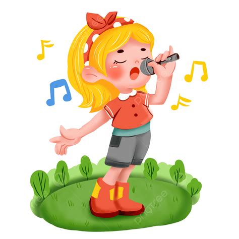 Singing Microphone PNG Transparent, A Girl Singing With A Microphone On ...