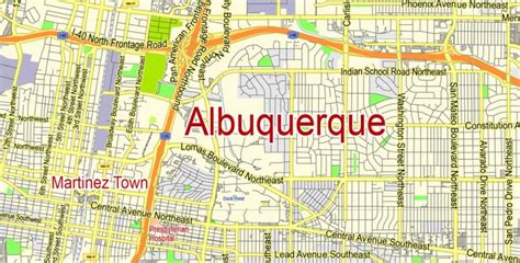 Albuquerque New Mexico US Map Vector exact City Plan scale 1:61480 full ...